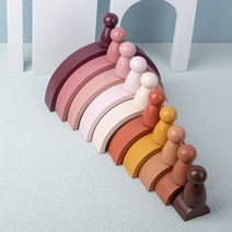 몬테소리 레인보우 교육용 나무 빌딩 블록 세트 아치 브릿지 북유럽 스타일 목재 어린이 장난감 천연 어린이 장난감, 01. A