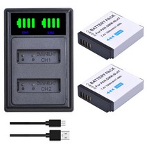 카메라 배터리 DMW-BLH7 배터리 Lumix DMC-GM5 GM1 DMC-GF7 GF9 LX10 듀얼 충전기, 03 Charger and 2Battery