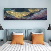 HAENGBUK 반짝반짝 황금 고래 은하수 밤하늘 보석십자수 원형 비즈 공예 구슬 붙이기, 하나, 180X60CM