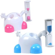 3분 모래시계 칫솔꽂이 4구 칫솔걸이, 핑크