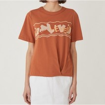 올리비아로렌 / 레터링 프린트 티셔츠 VOCASYM5151 / 애플아울렛 ( 오렌지 그린 )