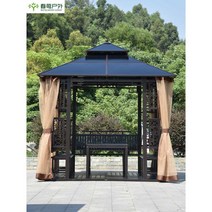 조립식야외정자 가제보 카페테라스 파고라 원두막, 3x3m 3면 커튼없음