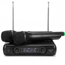 가정용 노래방 전문 핸드헬드 무선 마이크 시스템 2 채널 VHF 다이나믹 웨딩 파티 노래방 교회 쇼, 01 US Plug