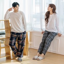 코튼원 커플 남여공용 체크 9부바지 2개 세트