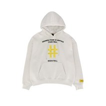 BEENTRILL 프론트 테이핑 해시태그 오버핏 기모 후드티 샌드