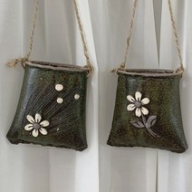 벽에거는 행잉화분 공중식물 다육이 주머니 걸이형 화분, 다크그린