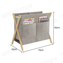 북유럽 우드햄퍼 캠핑햄퍼 수건함 소나무햄퍼 접이식빨래바구니, 그레이_이중 우드햄퍼(수납형)