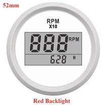스피드건 타코메타 속도 측정기 2 (52mm) 자동 트럭 보트 디지털 0-9990 rpm 보트 자동차 트럭 오토바이 빨간색 백라이트 9-32v에 적합한 시간계 포함, 빨간불 52mm ww