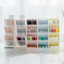 사선 연필꽂이 스탠드 펜꽂이, 2P/알록달록연필꽂이_반투명1+핑크1