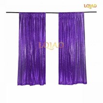 2 패널 피트 x 8 실버 쉬머 스팽글 패브릭 사진 부스 배경 커튼 웨딩 파티 장식, 2pc 2x12ft-60x360cm, Purple