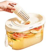 SMABAT 음료 디스펜서 냉장고 물병 가정용 디스펜서 가정용냉수병 가정용 냉장고 물병 4L베이지, 베이지