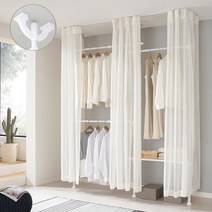 이지온 국민튼튼 드레스룸 행거 선반 커튼 옷정리 옷가게 조립식 수납 고정식 옷걸이 4단 행거, 옵션17) EO-S314M, 아이보리