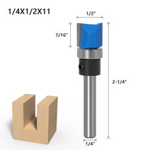 트리머비트세트 루터날 트리머날 둥근 평비트 1-3pc 1/4 "6mm 생크 에지 트리머 라우터 비트 절삭 공, 6.35x12.7x11