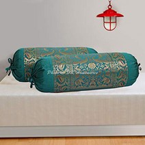 DK Homewares Ethnic Jacquard Brocade Silk Bolster Yoga Rectangle Pillow Cover Cylindrical Hotdog Dar, 1
