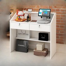 카운터 테이블 업소용 계산대 인포 식당 옷가게 계산원 프론트, 80 흰색 - 하단수납장