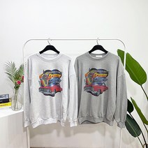 바이코드 AN 가을 드림 레이싱카 디지털 나염 오버핏 빈티지 맨투맨티셔츠(2컬러)