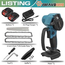 [톱 전기톱]88vf 6 인치 전기 미니 전기 리튬 이온 배터리 2pcs 체인 키트 목공 커터 도구 makita 18v by bravobro, 배터리 2개, 우리를