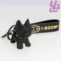 [예지스토리] 엑스부미 프렌치 불독 가죽스트렙 키홀더 키링 자동차 열쇠고리 가방 악세사리 강아지 댕댕이 키링, 블랙