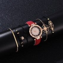 여성팔찌시계 5PCS Gaiety 브랜드 새로운 럭셔리 패션 팔찌 시계 세트 여성 숙녀 손목 Relogio Feminino Re
