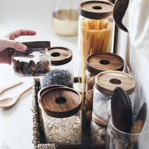 원목 내열유리용기 저장병 밀폐용기 파스타용기, 코르크형1000ml