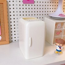 캐리어 소형 냉장고 귀여운 미니 냉장고 펜 홀더 kawaii 플라스틱 크리 에이 티브 데스크탑 스토리지 펜 메이크업 브러쉬 홈 오피스 스토리지 박스, 하얀
