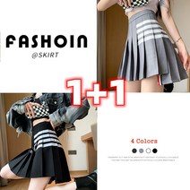 NEW 1+1 여성 테니스스커트 미니스커트 짧은 치마 학생 A라인 스커트 코디 데이트 회식 모임 공연 2P