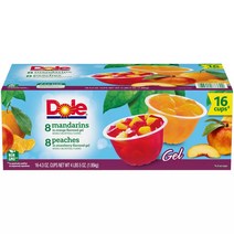 Dole 돌 귤 복숭아 젤리컵 과일 통조림 4.3oz(195g) 16개 Fruit Bowls in Gel Variety Pack, 귤 딸기맛젤리가들어간 복숭아, 198g