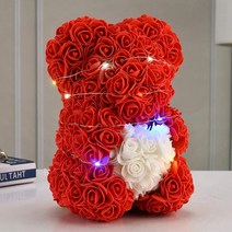 [선물케이스+LED조명 세트] 장미곰 장미 곰돌이 이벤트꽃 로즈베어 장미꽃인형 프로포즈 발렌타인데이 화이트데이 특별한날 결혼 입학식 졸업식 기념일 크리스마스 선물, 리본베어-핑크[선물케이스+LED조명 세트]