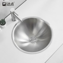 언더볼 세면대 매립형 원형 세면볼 수전 세트 sus304, (D)기본+ 싱글 냉수 수전+호스 1개