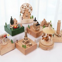 [모바일 세상]오르골 친환경 우드 감성 우드 태엽 뮤직 인테리어 소품 장식 특별한 선물, 우드오르골(피사)