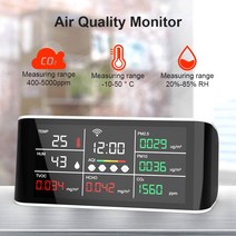 Tuya9 인 1 WIFI 대기질 측정기 CO2 가스 테스터 PM2.5 PM10 TVOC HCHO AQI 포름알데히드 모니터 LED 디스, 한개옵션0