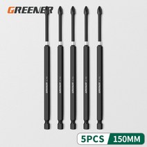 GREENER Impact 강력한 자기 배치 헤드 크로스 고경도 핸드 드릴 비트 스크류 전기 스크루 드라이버 세트 5, 19 150mm 5pcs