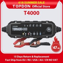topdon t4000 자동 배터리 충전기 6v 12v 자동차 오토, 미국, US 플러그