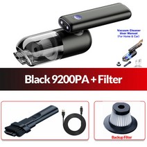 호루라기 1인가구 무선 청소기 차량용 캠핑 휴대용 원룸 청소기 acceo 9200pa 진공 180 ° 접이식 핸드 헬드 진공 (자동 가정용 led 조명 포함), 협력사, 필터가 있는 검은색