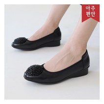 호박슈즈 3cm굽 소가죽 코사지 로퍼 단화 112094