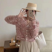 여성용 봄 가을 믹스컬러 앙고라 전도연 가디건 여성 여름 핑크 캐시미어 니트 꽃자수 케이블니트 숄 롱 크롭 봄 네이비 꽈