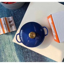 Lecreuset [르쿠르제] 시그니처 에펠탑 무쇠냄비 22cm 법랑냄비 집들이 선물 6종, 블루