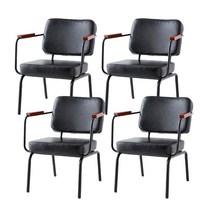 마켓비 VIRAGO 튼튼한 가죽 인테리어 빈티지 체어 카페의자, 블랙4개