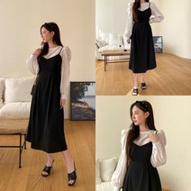 퍼니걸스 6247 셔링 블라우스 핀턱 롱 여성 원피스 세트 여성의류