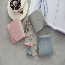 여성 여리여리 러블리쉬 포켓 심플한 키링 카드 지갑