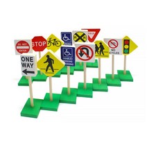 유치원 교통안전 학습교구 소형 도로표지판 13종 찻길건너기 유아안전 유아