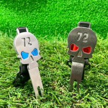 2종1세트 Golf 해골 스컬 퍼터키퍼 겸용 그린보수기 퍼터고리 잔디보수기 그린리페어 골프필드용품 디봇툴 흑니켈 실버, 2종1세트[그린보수기], 2개