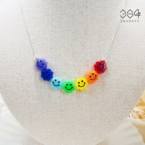 364days 925실버 스마일 구름꽃 비즈 무지개 목걸이 초등학생 어린이목걸이 엄마랑 아이랑 커플 조카 선물 아동목걸이 사이즈 선택가능
