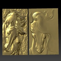 스텐피스 나사못 목재피스 2 개 말 머리 3d 모델 STL 릴리프 cnc 형식 라우터 조각사 ArtCam