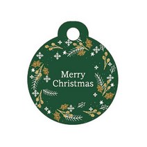 크리스마스 종이텍(원형그린) 5cm 50개 // 케익태그 데코텍 데코픽 케익장식