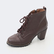 나나구두 라운드토 레이스업 청키 통굽 워커 힐 7cm