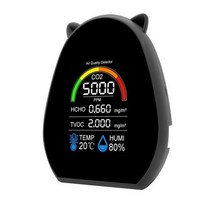 가스계량기 교체 도시 커버 5 In 1 CO2 미터 대기 질 모니터 이산화탄소 HCHO 가스 감지기 다기능 디지털 온도 습도 센서 테스터, Black