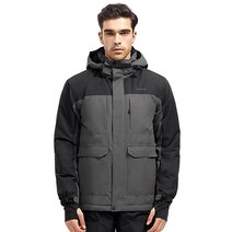 FREE SOLDIER 남성용 방수 스키 재킷 플리스 안감 따뜻한 겨울 스노우 코트 후드 전체 테이프 솔기 (그레이 블랙 XXXL)