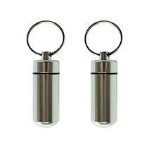 Essential Keychain Container of Airtight Waterproof Capsule Seal Bottle and Dry Box for Outdoor Acti, 1, SILVER-2 PACK