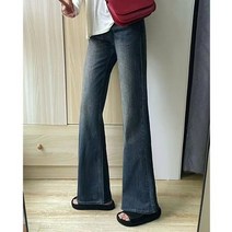 키작녀청바지 키작진 150 쇼트 레트로 하이 스트리트 부츠컷 청바지 여성용 하이웨이스트